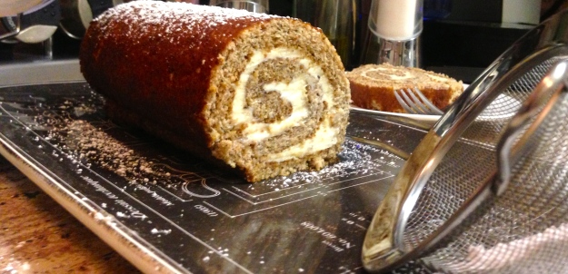 banana roll with brown butter rum cream cheese